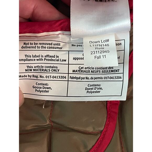 Eddie Bauer woman’s jacket LP red 550 fill power quilted goose down snap front - Picture 8 of 12